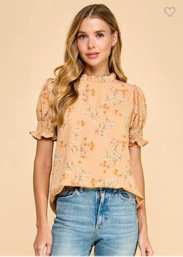 Tan floral top