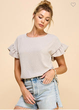 Load image into Gallery viewer, Stone ruffled sleeves top