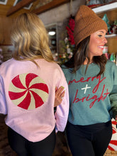 Load image into Gallery viewer, Merry and Bright Peppermint Sweatshirt