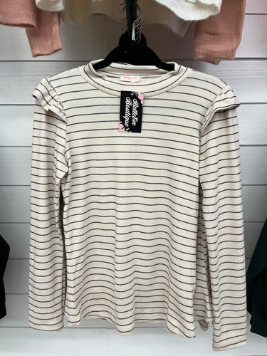 Black and white long sleeve striped top