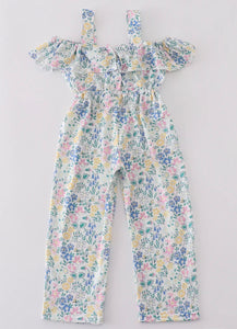 Blue floral jumpsuit