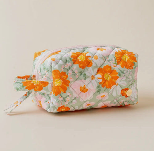 Quilted cosmetic pouch