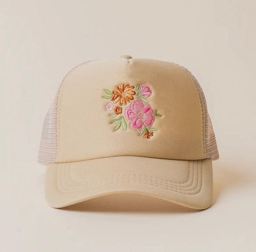 Trucker hat with flowers