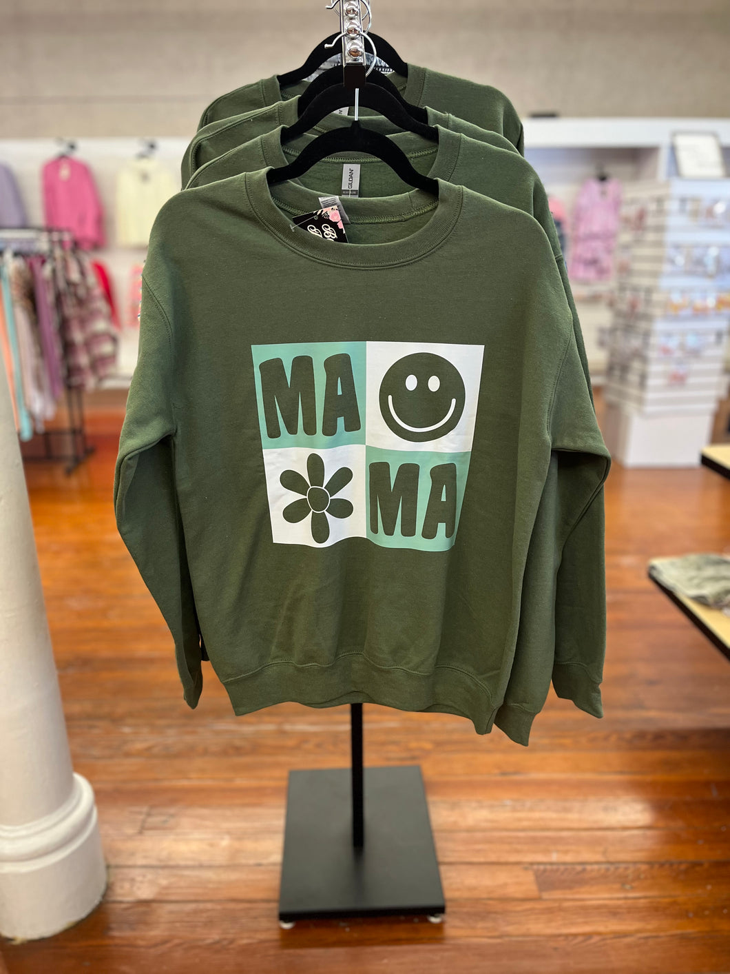 Mama smiley green sweatshirt