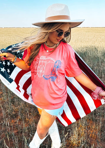 Red White & Boots tee