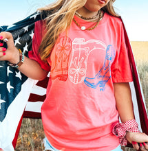 Load image into Gallery viewer, Red White &amp; Boots tee