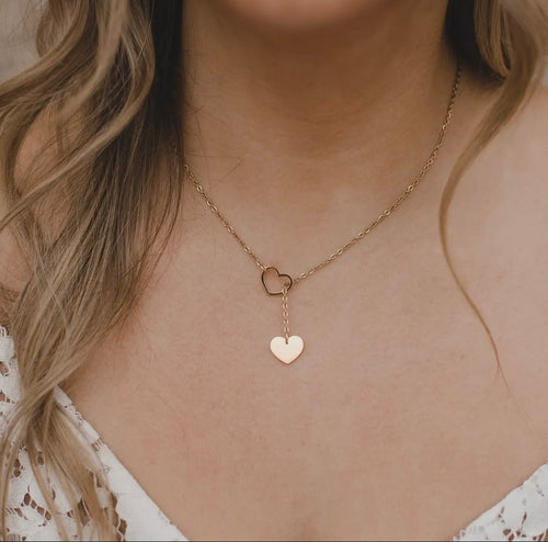 18k gold plated heart y necklace