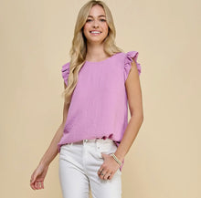 Load image into Gallery viewer, Solid Top with Ruffled Detailed Sleeves