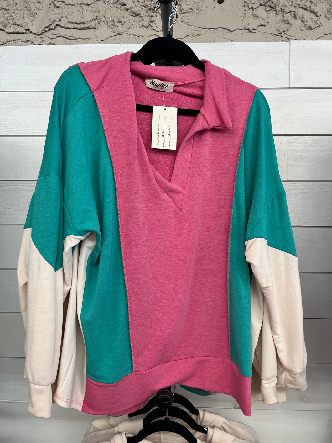 Pink and teal oversized top