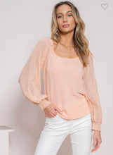 Load image into Gallery viewer, Peach Swiss dot long sleeve - curvy