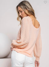 Load image into Gallery viewer, Peach Swiss dot long sleeve - curvy