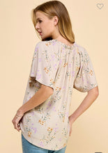 Load image into Gallery viewer, Taupe spring floral top