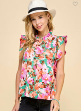 Load image into Gallery viewer, Kelly green floral with ruffle sleeves