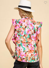 Load image into Gallery viewer, Kelly green floral with ruffle sleeves
