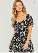 Load image into Gallery viewer, Black floral romper