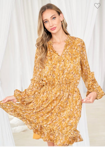 Floral mustard dress