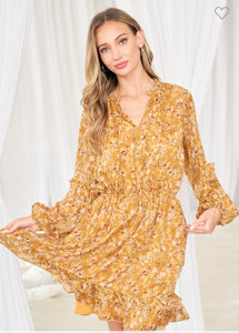 Floral mustard dress