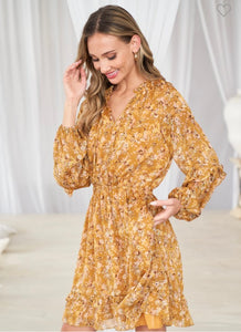 Floral mustard dress
