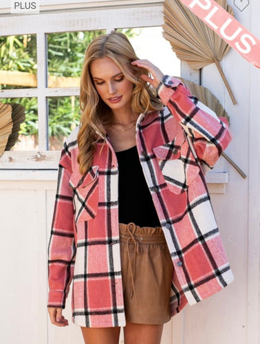 Curvy size Pink Shacket