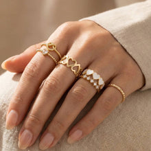 Load image into Gallery viewer, Six Piece Heart Rings Set