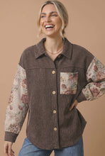 Load image into Gallery viewer, Curvy Floral Wave Rib Knit Color Block Shirt