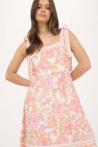Orange floral midi dress
