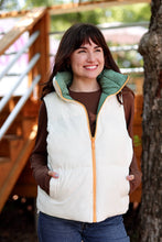 Load image into Gallery viewer, Puffer Vest – Reversible Quilted Puffer Vest- Olive/Cream