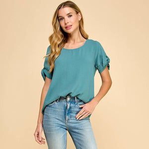 Solid Top with Knot Detailed Sleeves