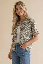 Load image into Gallery viewer, Curvy Leopard Print Button Down French Terry Cardig