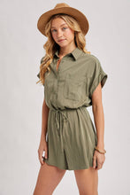 Load image into Gallery viewer, UTILITY FLOWY SHORT SLEEVE BELTED ROMPER