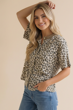 Load image into Gallery viewer, Curvy Leopard Print Button Down French Terry Cardig