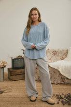 Load image into Gallery viewer, BOXY TEXTURED LONG SLEEVE WASHED KNIT TOP