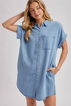 Load image into Gallery viewer, DENIM BUTTON DOWN SHIRT DRESS