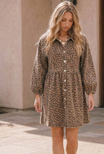 Load image into Gallery viewer, Taupe Leopard Button Front Mini Dress