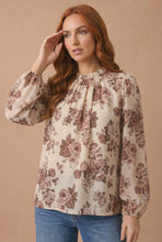 Load image into Gallery viewer, Plus High Neck Back Neck Button Floral Woven Top