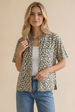 Load image into Gallery viewer, Curvy Leopard Print Button Down French Terry Cardig