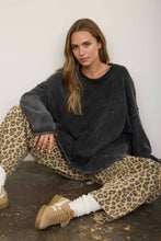 Load image into Gallery viewer, WASHED RAW EDGE CREW NECK DROP SLEEVE SWEATER