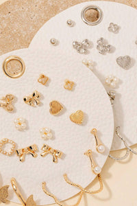 Assorted Mini Bow Heart Earrings Set
