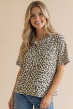 Load image into Gallery viewer, Curvy Leopard Print Button Down French Terry Cardig