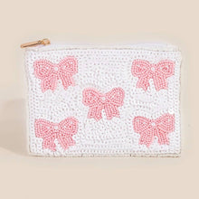 Load image into Gallery viewer, Pink Pearl Bead Ribbon Bow Mixed Beaded Coin Purse