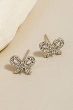 Load image into Gallery viewer, Cz Pave Ribbon Bow Stud Earrings