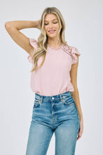 Load image into Gallery viewer, Lace panel ruffle blouse