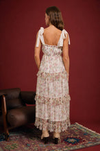 Load image into Gallery viewer, FLORAL CHIFFON TIE STRAP RUFFLED TIERED MIDI DRESS