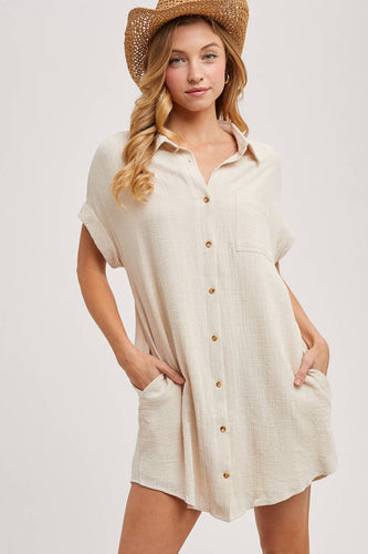 Oatmeal button up shirt dress