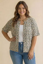 Load image into Gallery viewer, Curvy Leopard Print Button Down French Terry Cardig