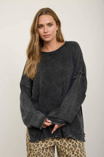 Load image into Gallery viewer, WASHED RAW EDGE CREW NECK DROP SLEEVE SWEATER