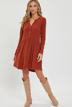 Load image into Gallery viewer, BRUSHED SOFT RIBBED BUTTON SHORT DRESS