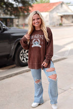 Load image into Gallery viewer, Mineral Wash Sweatshirt – Live in the Moment – Espresso