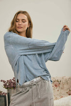 Load image into Gallery viewer, BOXY TEXTURED LONG SLEEVE WASHED KNIT TOP