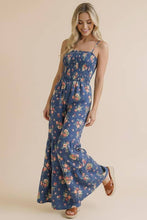 Load image into Gallery viewer, Strap Shoulder Smocking Floral Jumpsuit